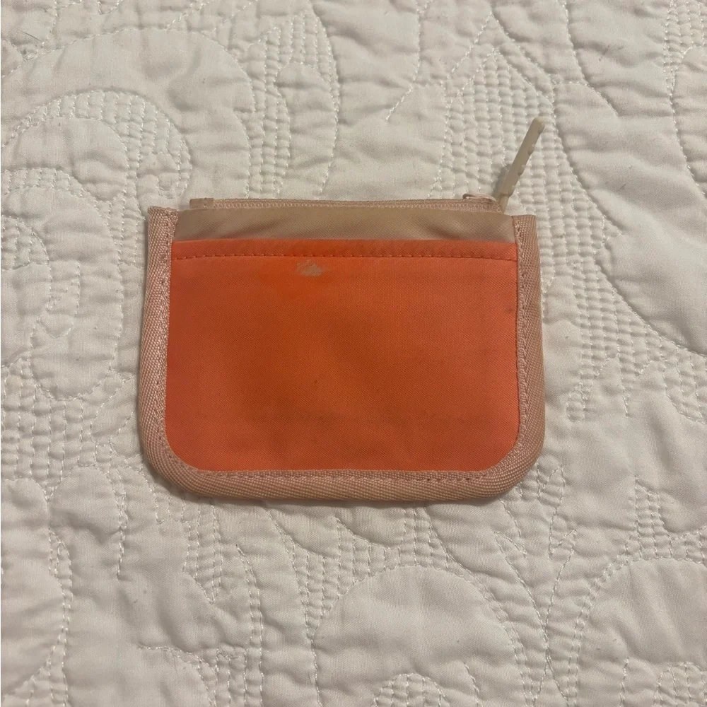 lululemon athletica Orange and Beige Small Zip Card Wallet